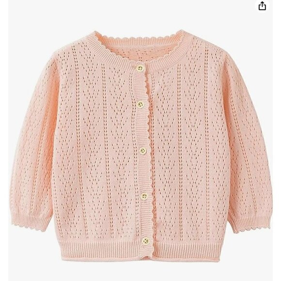 NWT Simplee Kids Thin Pink Eyelet Cardigan Sweater - Picture 7 of 9